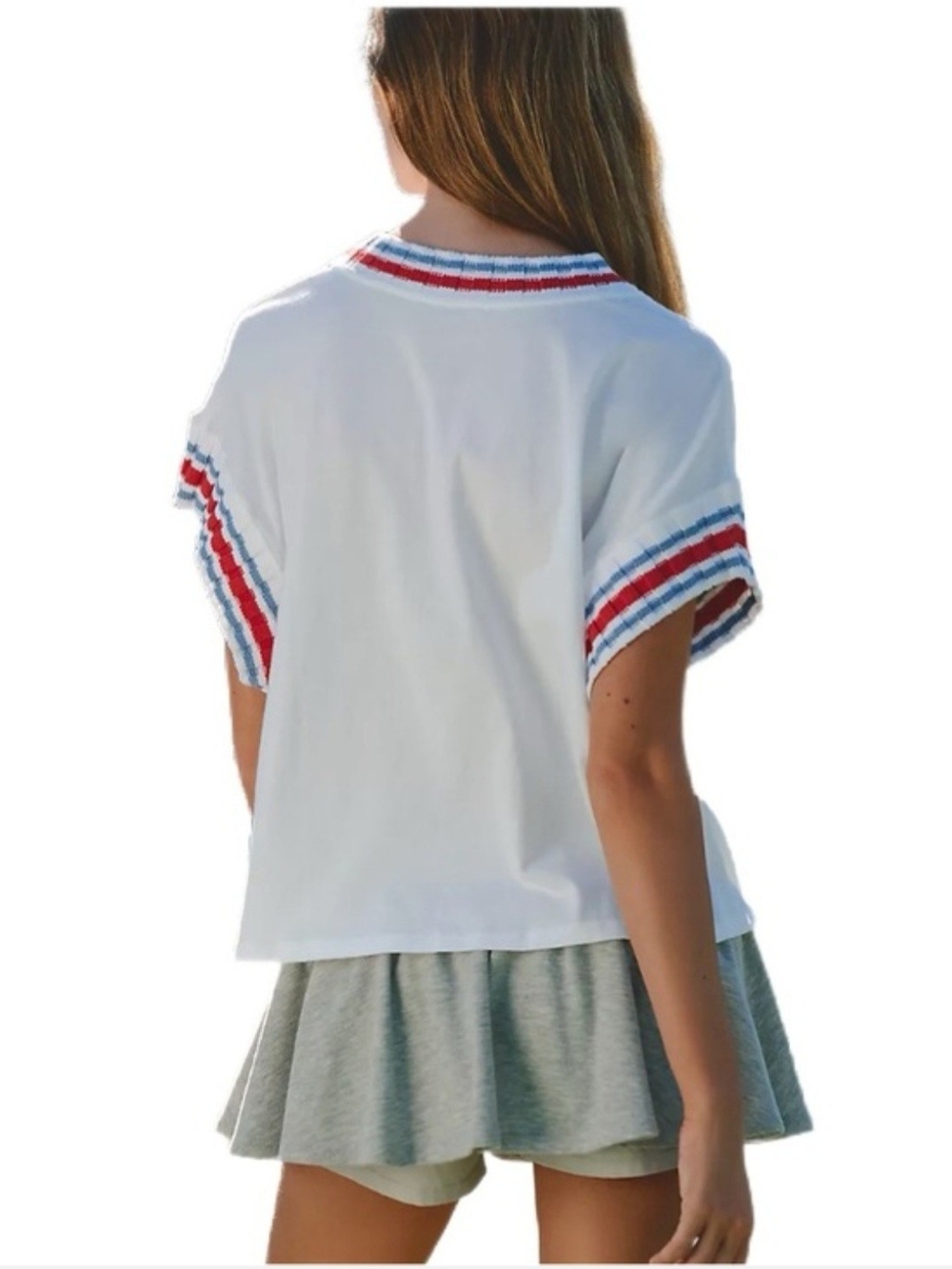 Anthropologie Daily Practice Olivia Sewell Pup Tee Dog Graphic L White Red Blue - Picture 5 of 9